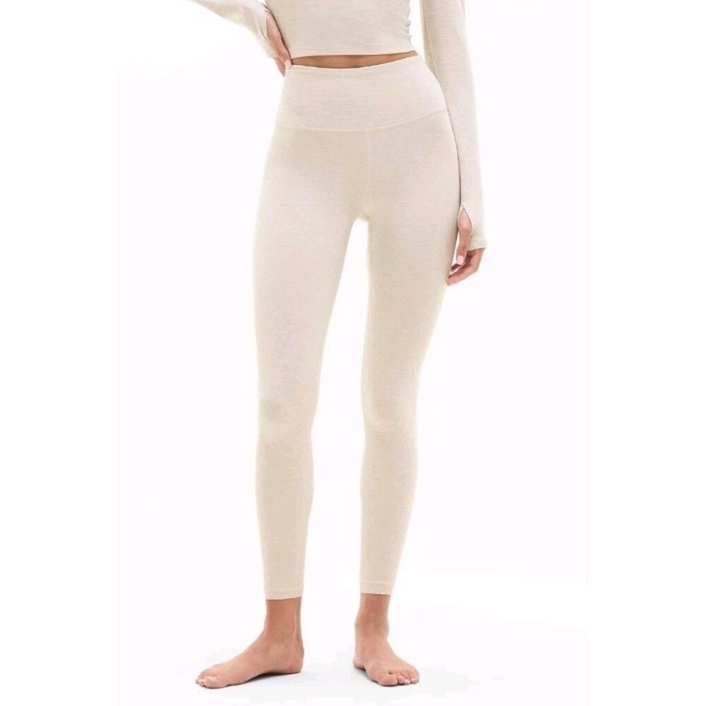 Athleta Elation SoftLuxe Leggings Womens M Oatmeal Heather High Rise Yoga